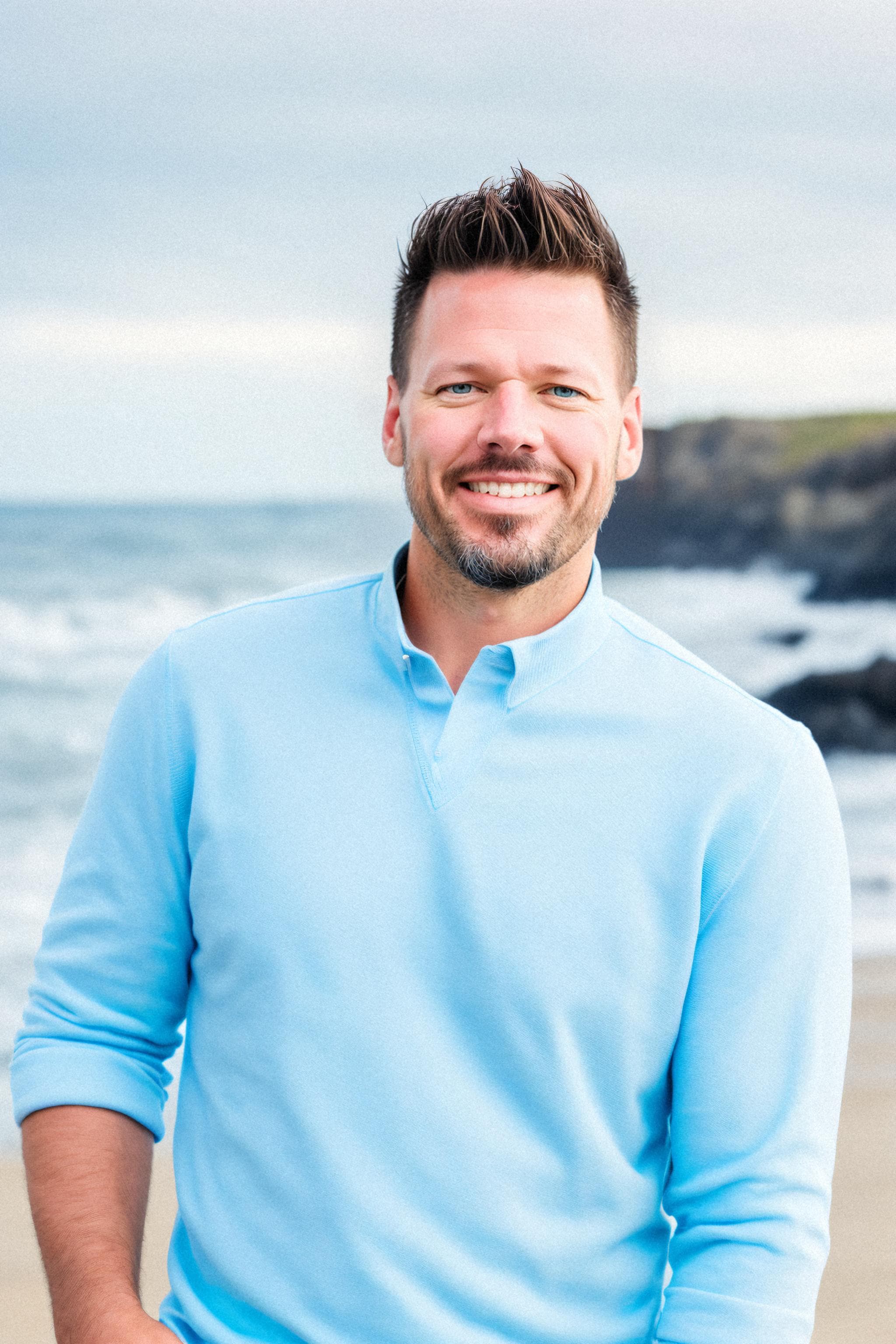 Aaron, founder of PICK!, in a light-blue shirt